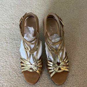 Gold metallic Cole Haan Strappy Pumps Sandals